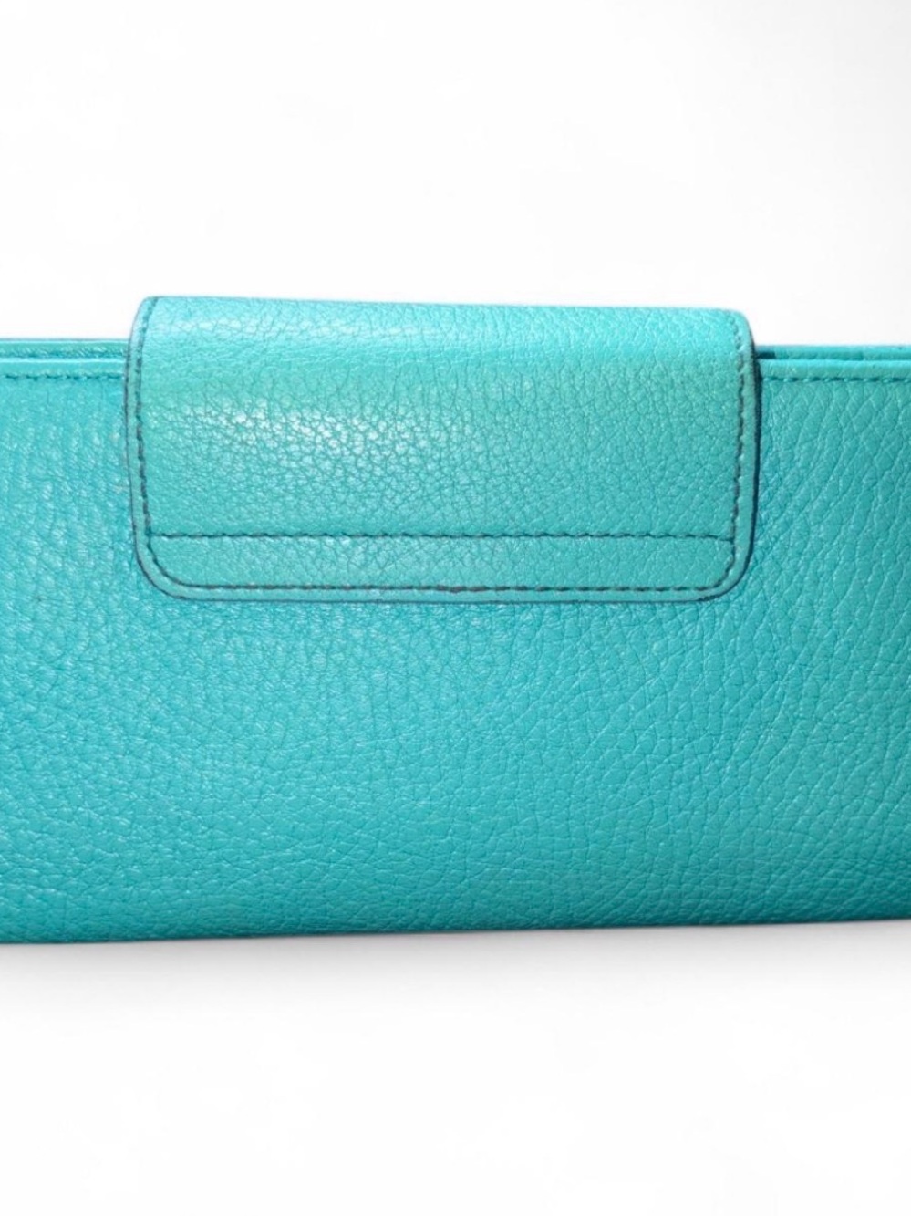 Salvatore Ferragamo Turquoise Leather Clutch with Gancini Detail - Picture 4 of 6